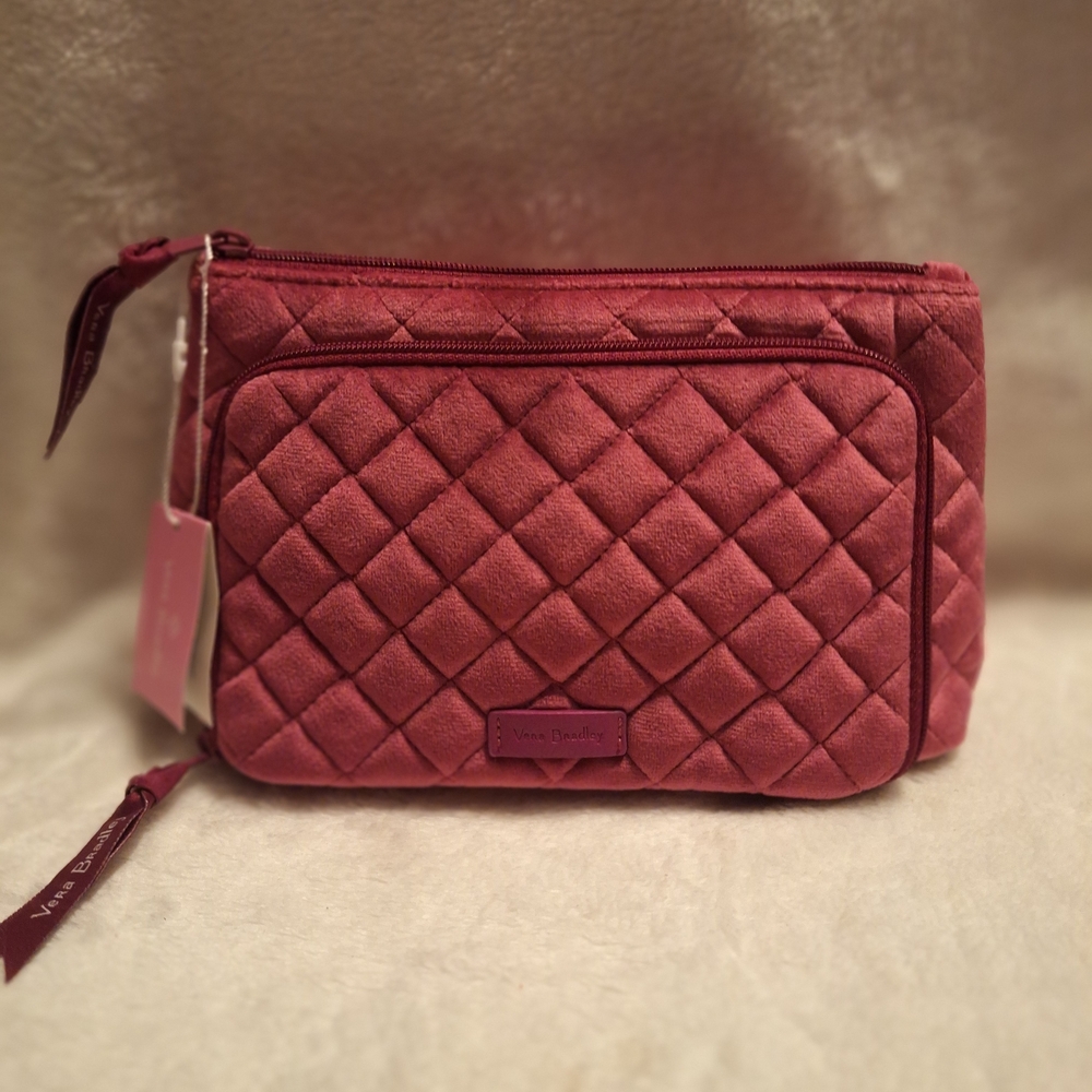 Vera Bradley Majestic Magenta Compact  Quilted Organizer Velvet  Bag NWT